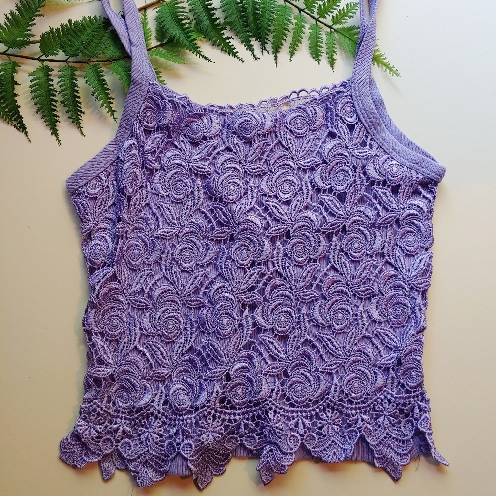 Boho crocheted lace crop tank